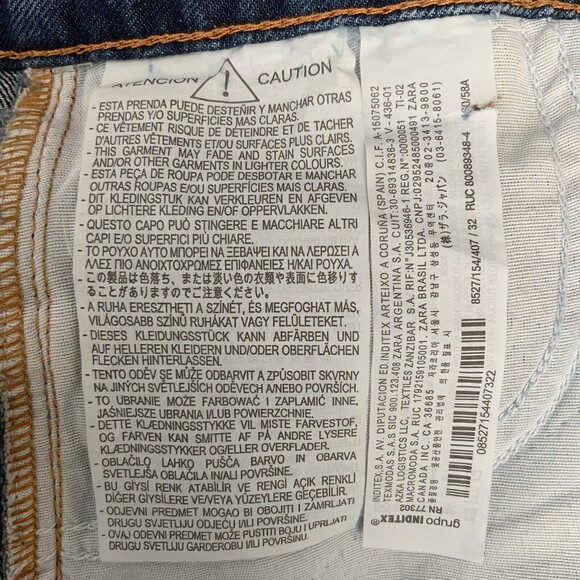 Zara Straight Leg Jeans Blue Full Length Distressed 0 - Picture 7 of 12